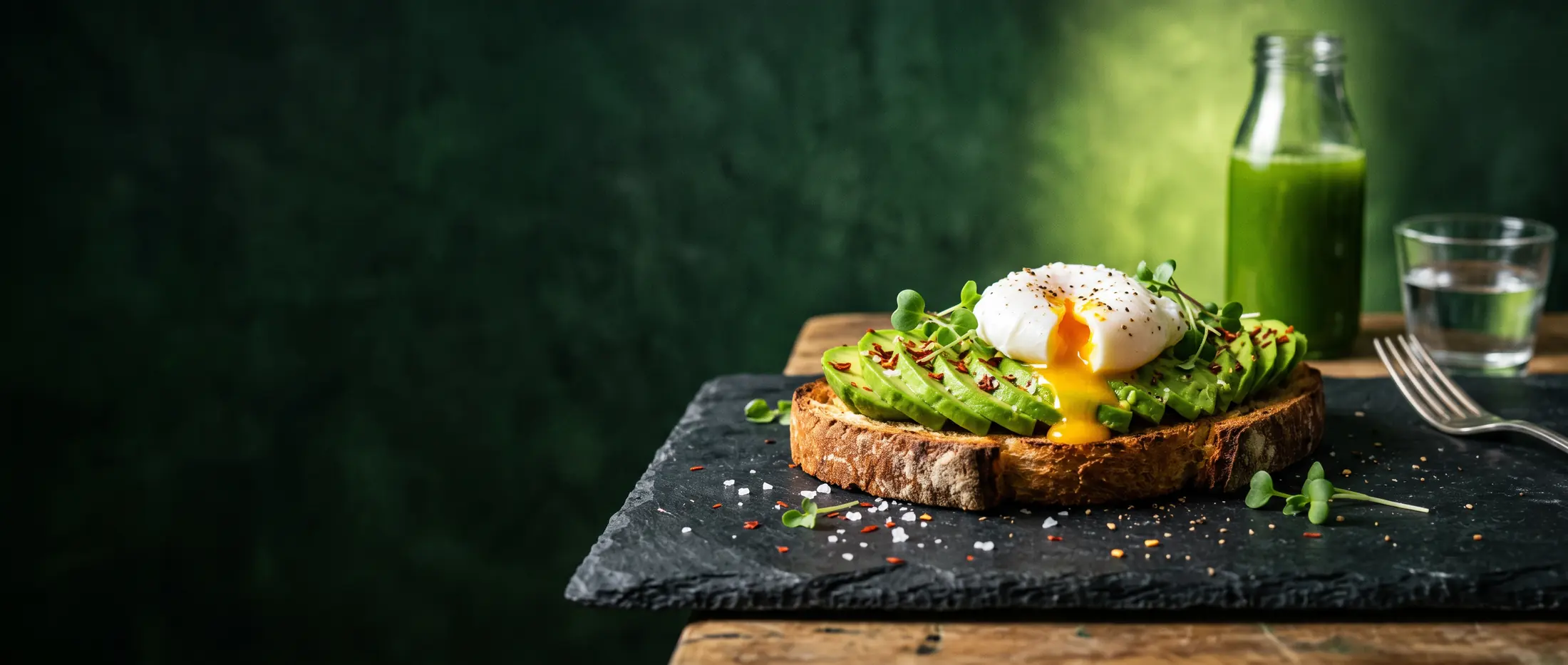 Avocado toast with a poached egg on sourdough